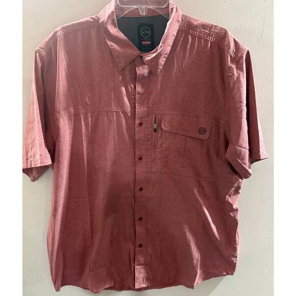 Wrangler Other - Wrangler Casual Shirt Men's XL Maroon All Terrain Gear Regular Fit Button Down